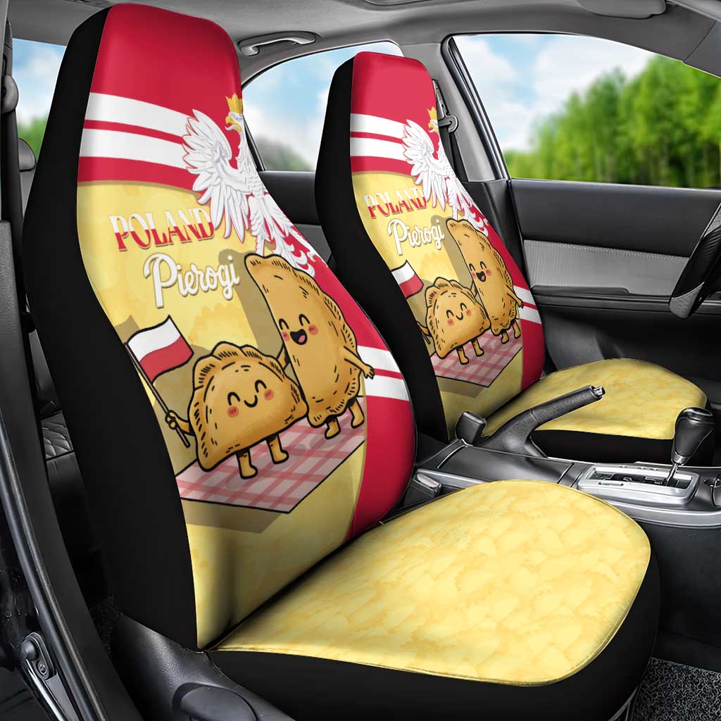 Poland Pierogi Car Seat Cover Polish Dumplings With Coat Of Arms