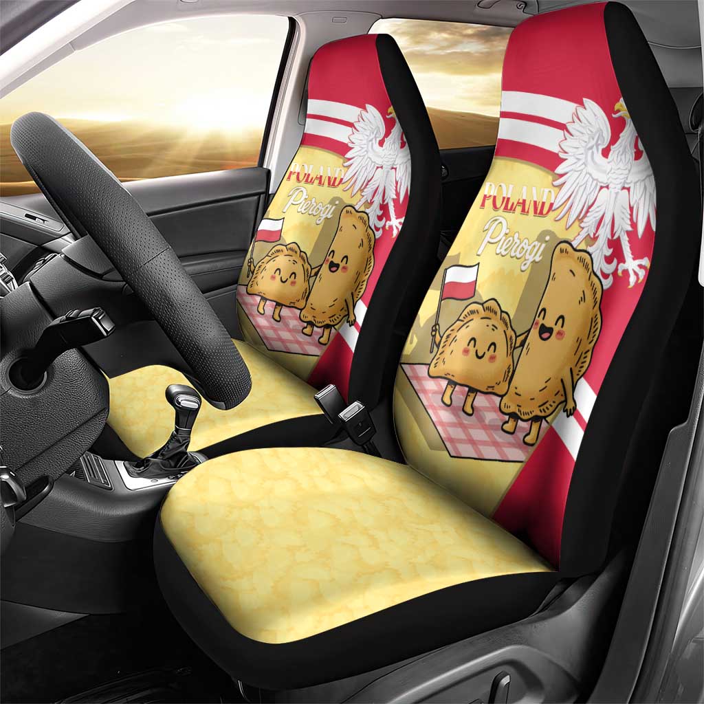 Poland Pierogi Car Seat Cover Polish Dumplings With Coat Of Arms