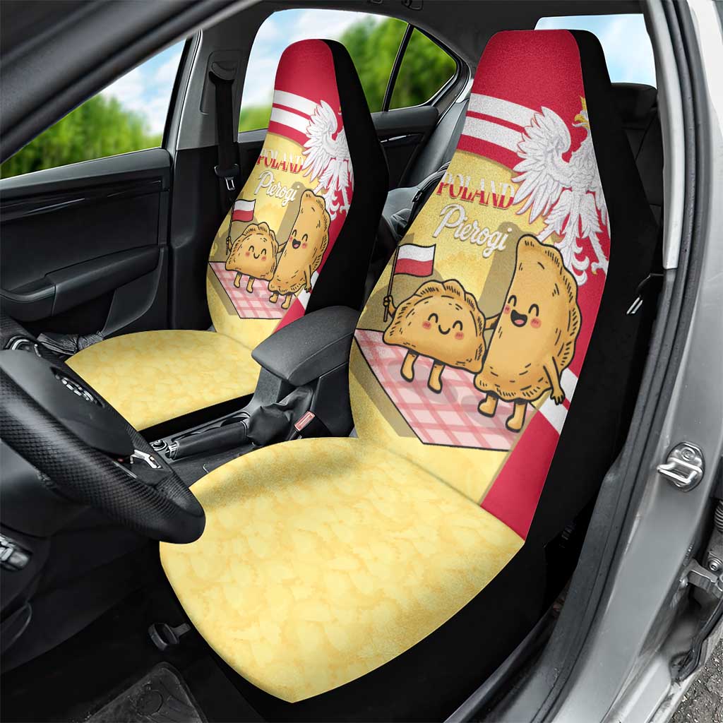 Poland Pierogi Car Seat Cover Polish Dumplings With Coat Of Arms