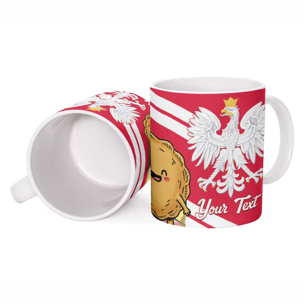 Personalised Poland Pierogi Ceramic Mug Polish Dumplings With Coat Of Arms
