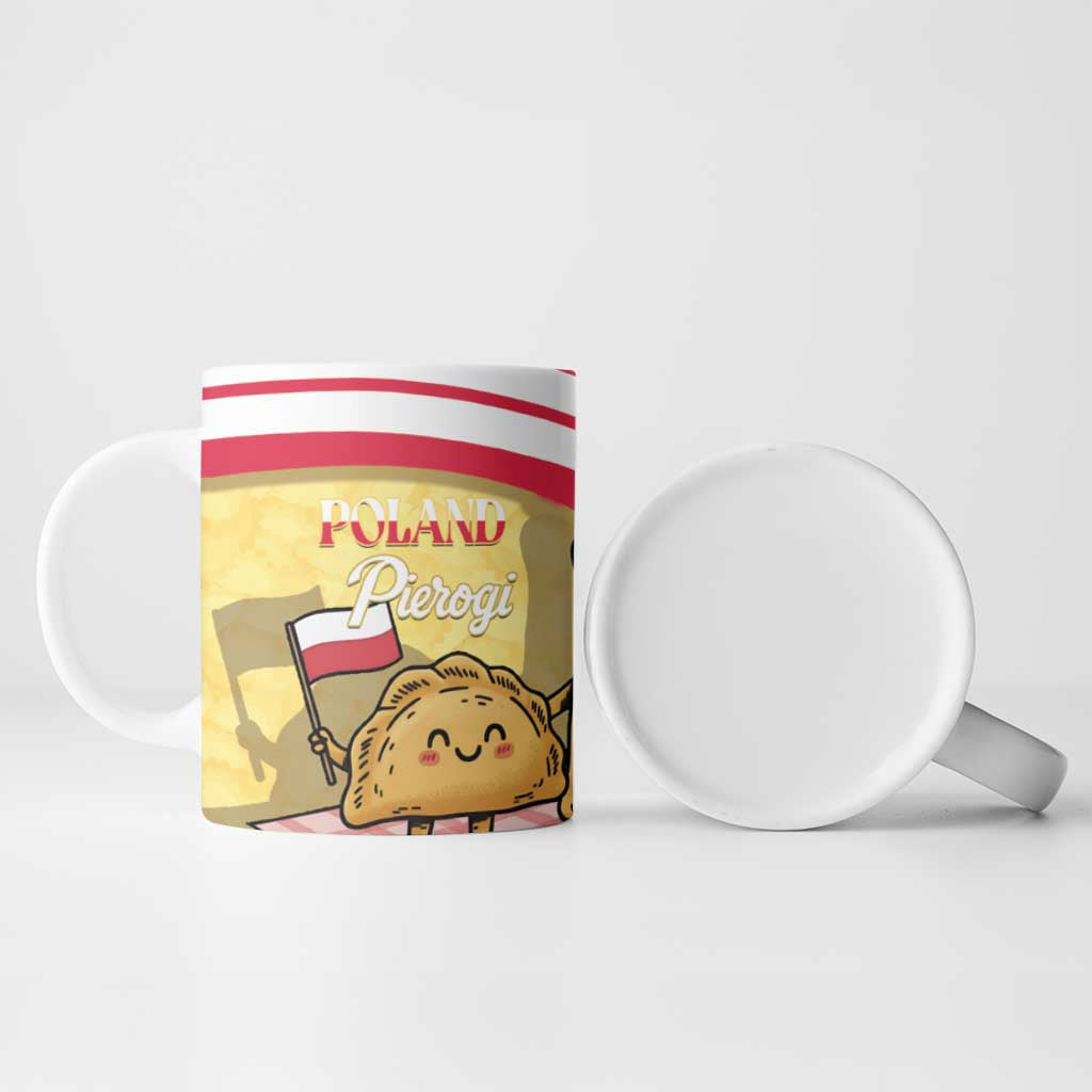 Personalised Poland Pierogi Ceramic Mug Polish Dumplings With Coat Of Arms