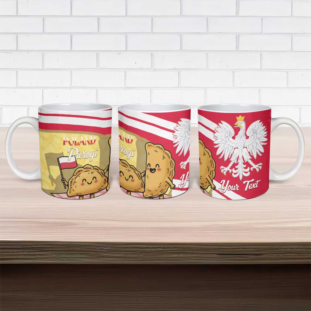 Personalised Poland Pierogi Ceramic Mug Polish Dumplings With Coat Of Arms