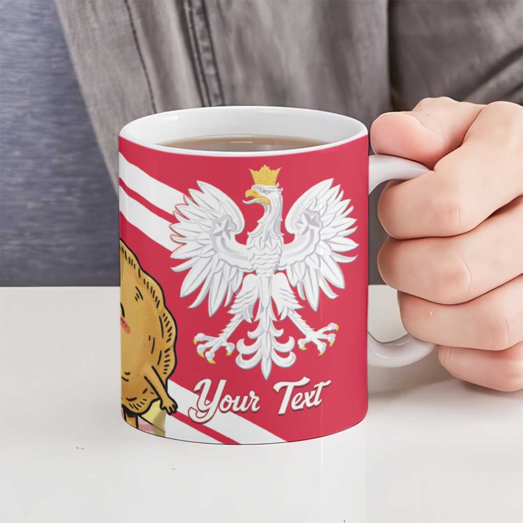 Personalised Poland Pierogi Ceramic Mug Polish Dumplings With Coat Of Arms
