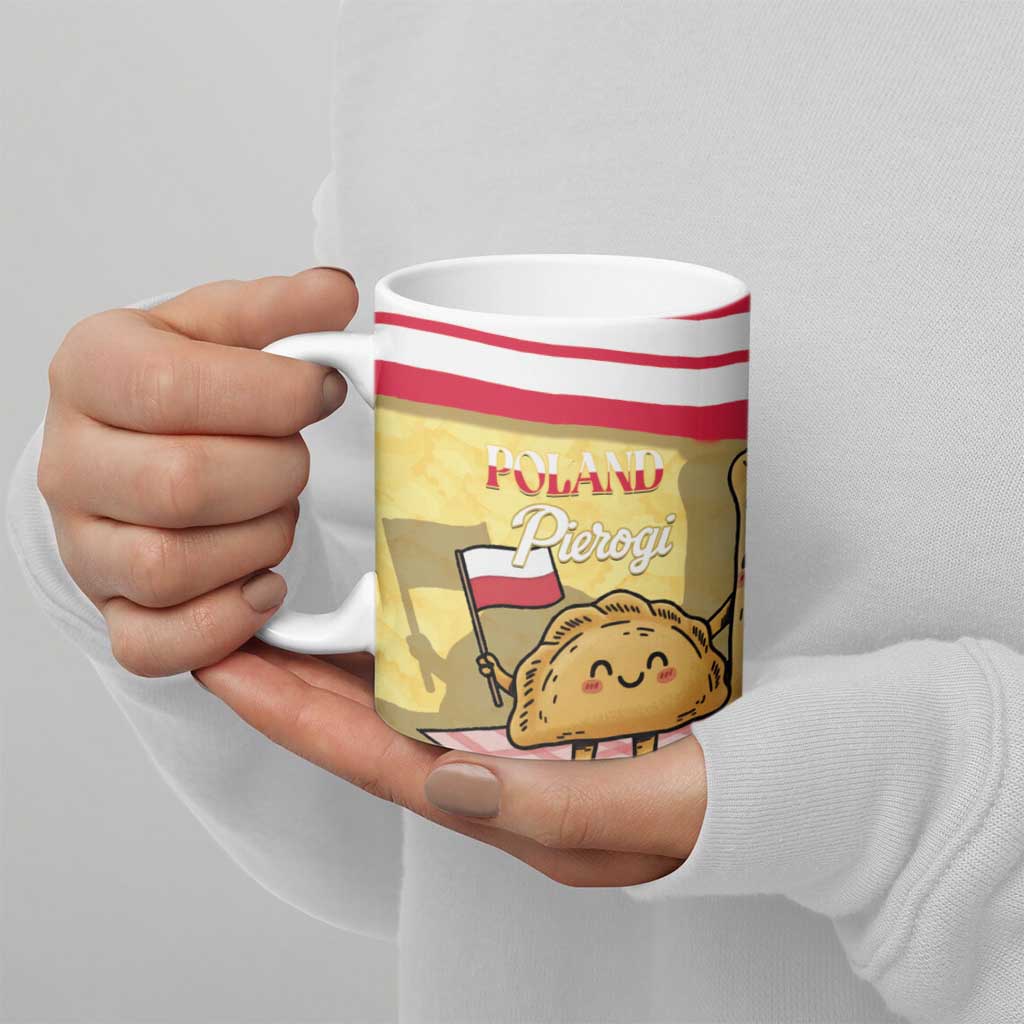 Personalised Poland Pierogi Ceramic Mug Polish Dumplings With Coat Of Arms