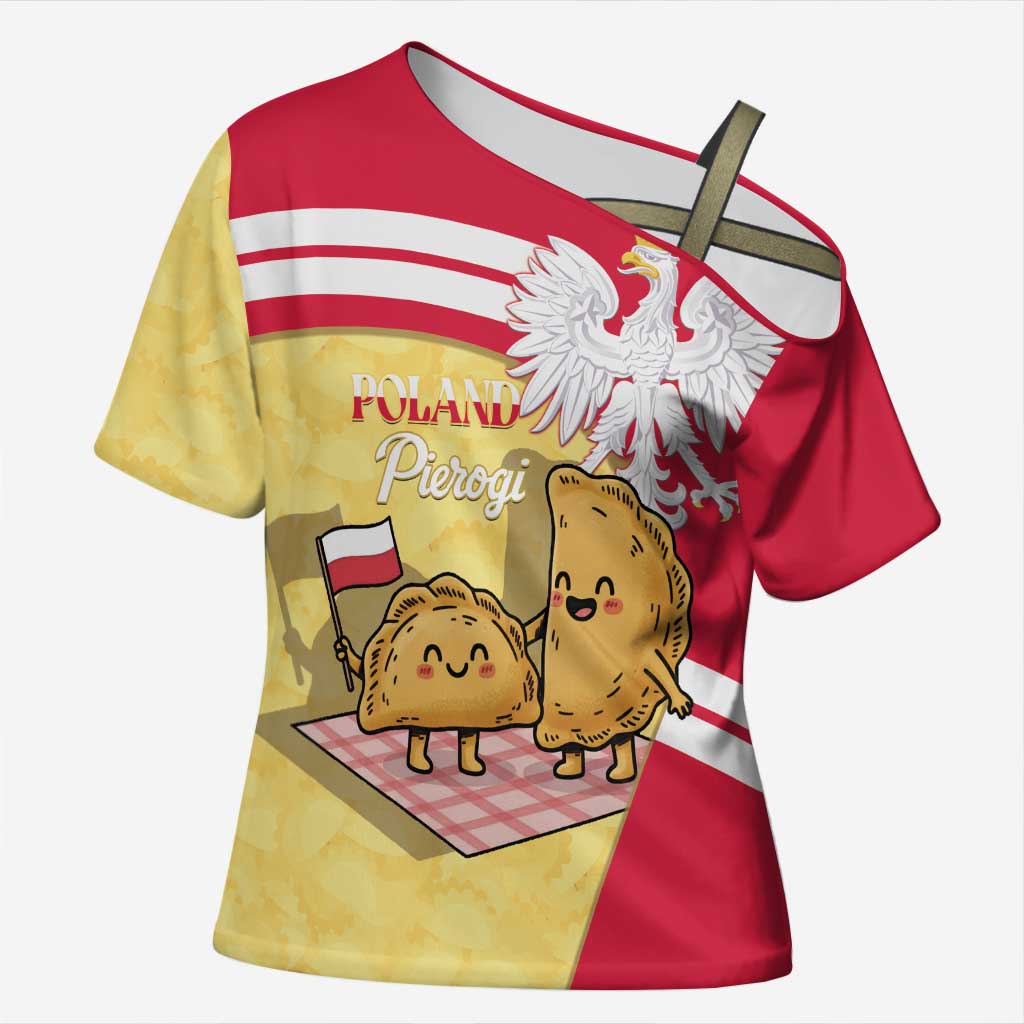 Personalised Poland Pierogi Cross Shoulder Shirt Polish Dumplings With Coat Of Arms