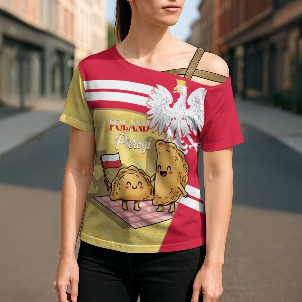 Personalised Poland Pierogi Cross Shoulder Shirt Polish Dumplings With Coat Of Arms