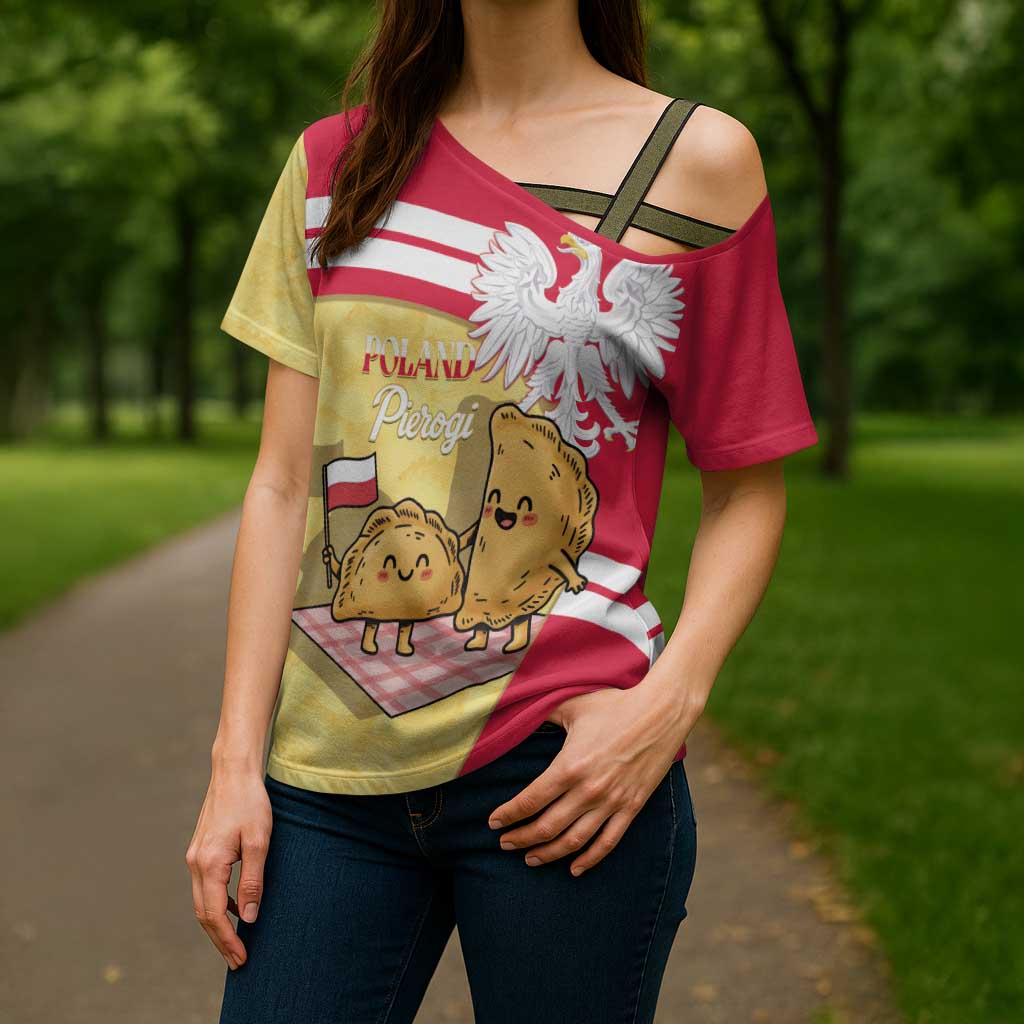 Personalised Poland Pierogi Cross Shoulder Shirt Polish Dumplings With Coat Of Arms