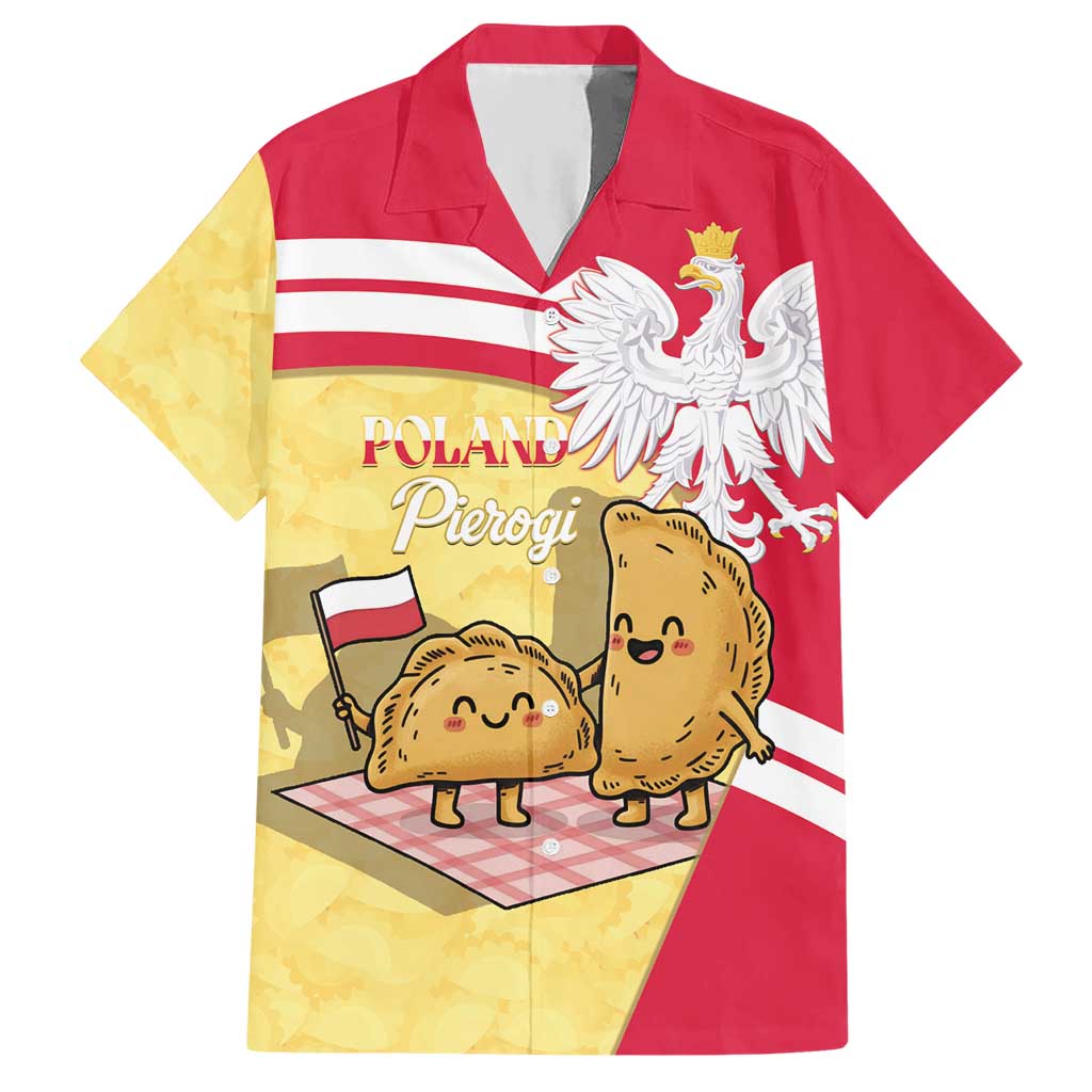 Personalised Poland Pierogi Hawaiian Shirt Polish Dumplings With Coat Of Arms