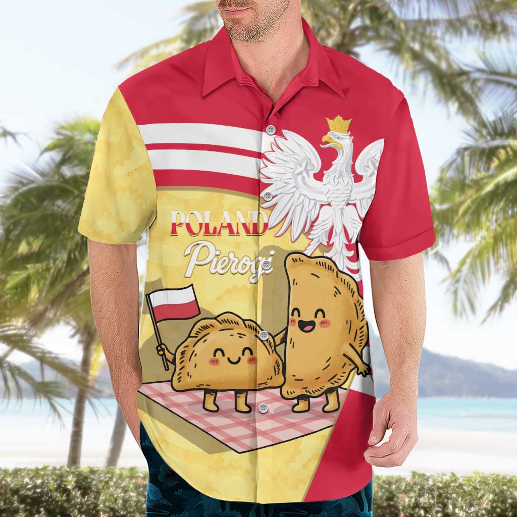 Personalised Poland Pierogi Hawaiian Shirt Polish Dumplings With Coat Of Arms