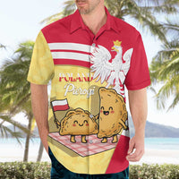 Personalised Poland Pierogi Hawaiian Shirt Polish Dumplings With Coat Of Arms