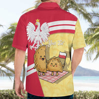 Personalised Poland Pierogi Hawaiian Shirt Polish Dumplings With Coat Of Arms