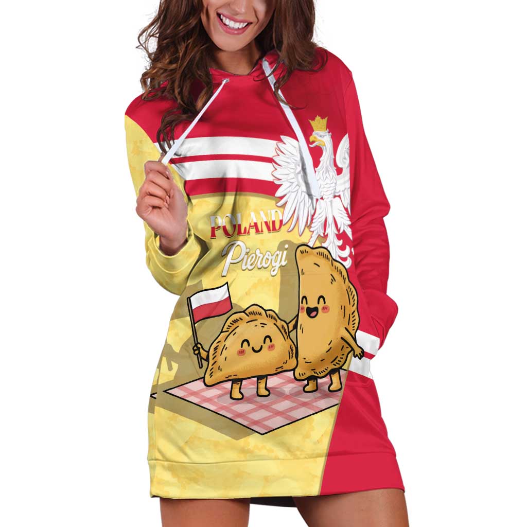 Personalised Poland Pierogi Hoodie Dress Polish Dumplings With Coat Of Arms