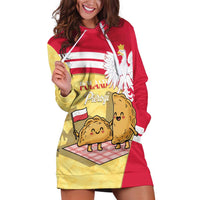 Personalised Poland Pierogi Hoodie Dress Polish Dumplings With Coat Of Arms