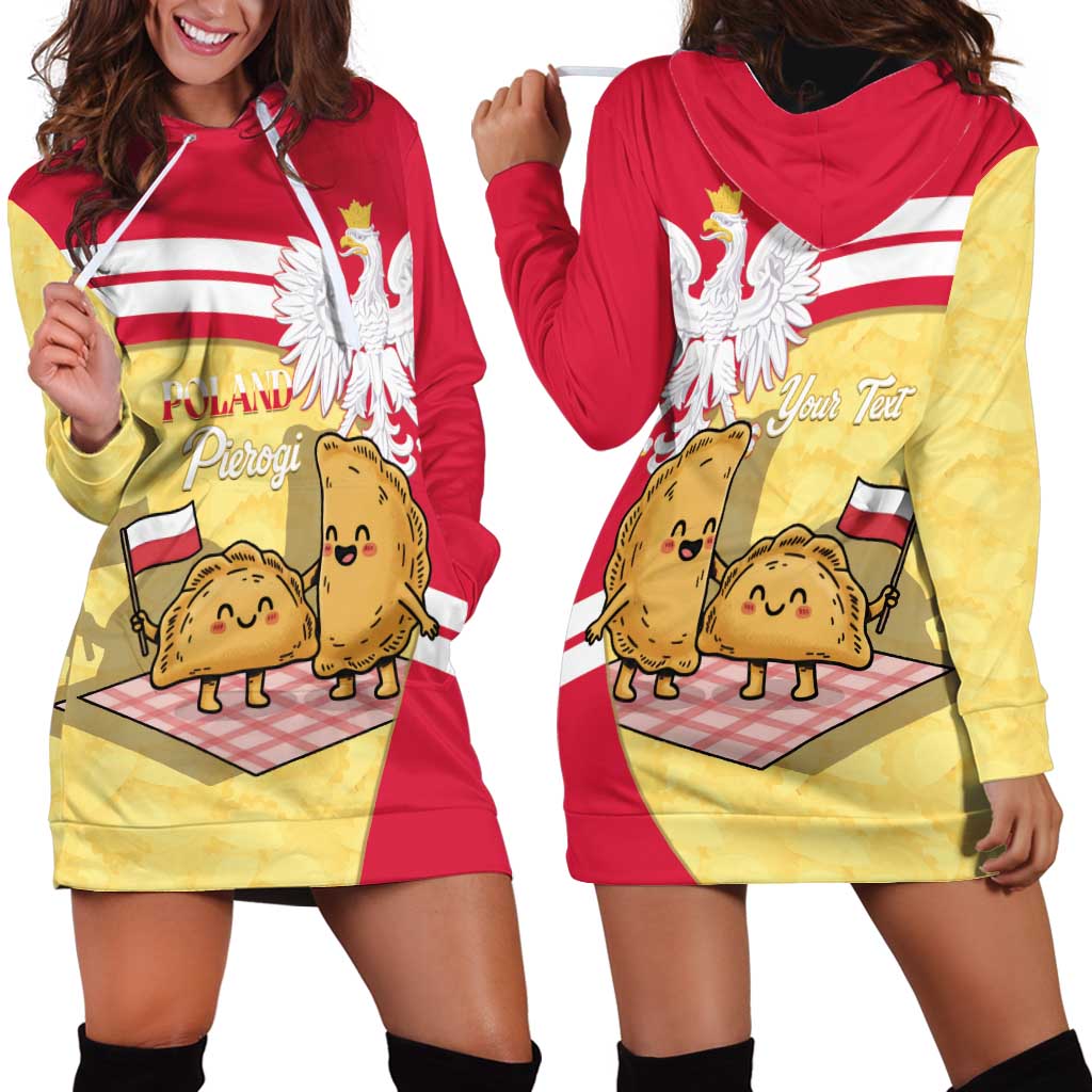 Personalised Poland Pierogi Hoodie Dress Polish Dumplings With Coat Of Arms