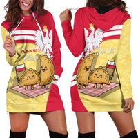 Personalised Poland Pierogi Hoodie Dress Polish Dumplings With Coat Of Arms