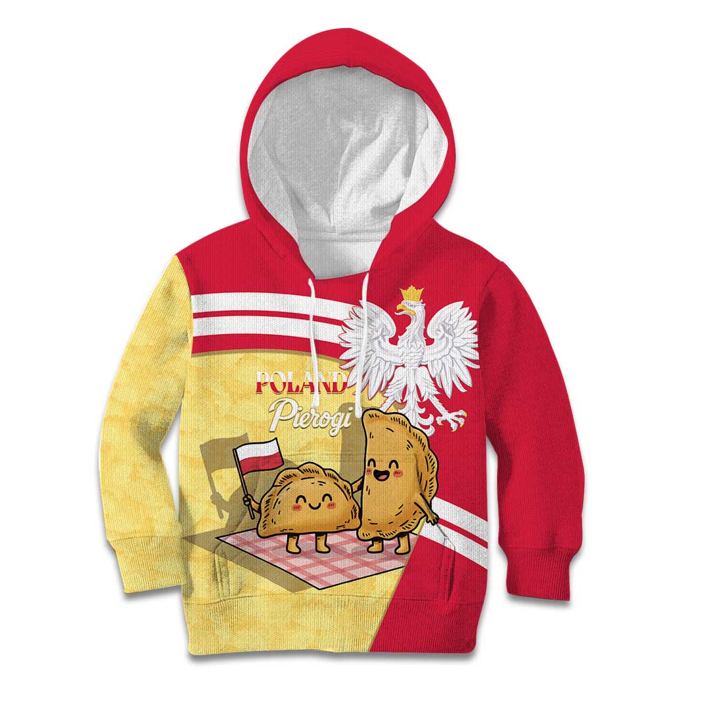 Personalised Poland Pierogi Kid Hoodie Polish Dumplings With Coat Of Arms