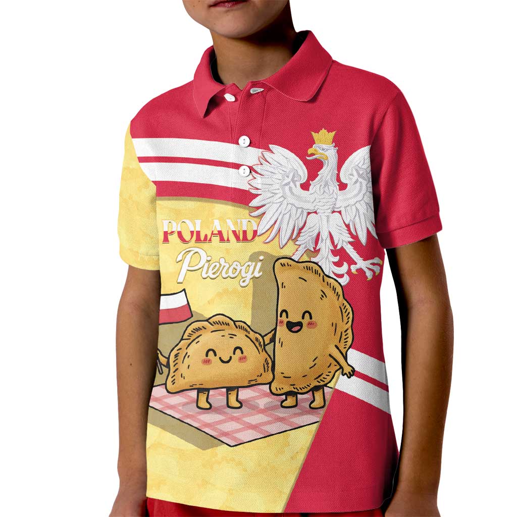 Personalised Poland Pierogi Kid Polo Shirt Polish Dumplings With Coat Of Arms