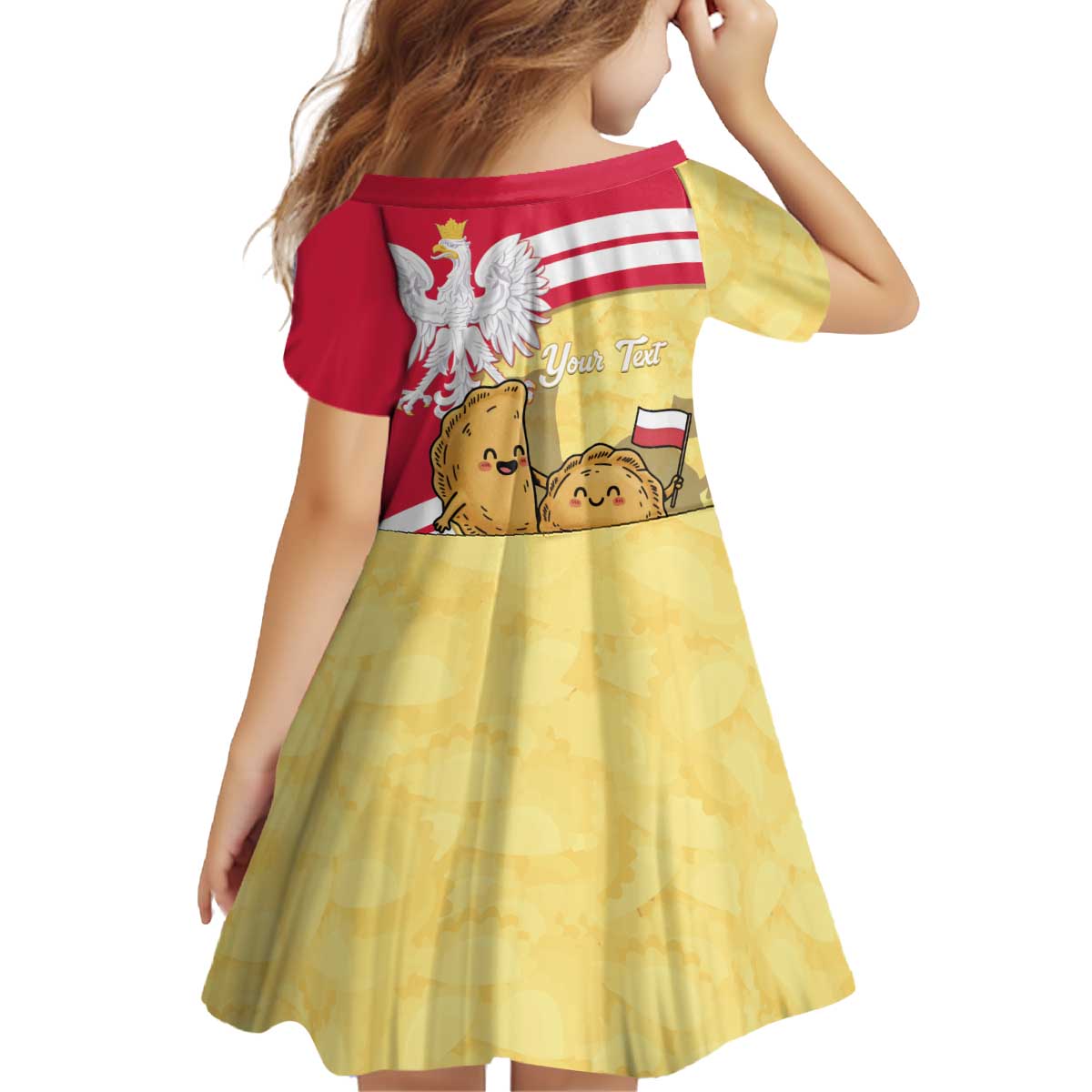 Personalised Poland Pierogi Kid Short Sleeve Dress Polish Dumplings With Coat Of Arms