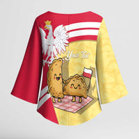 Personalised Poland Pierogi Kimono Sleeve Blouse Polish Dumplings With Coat Of Arms