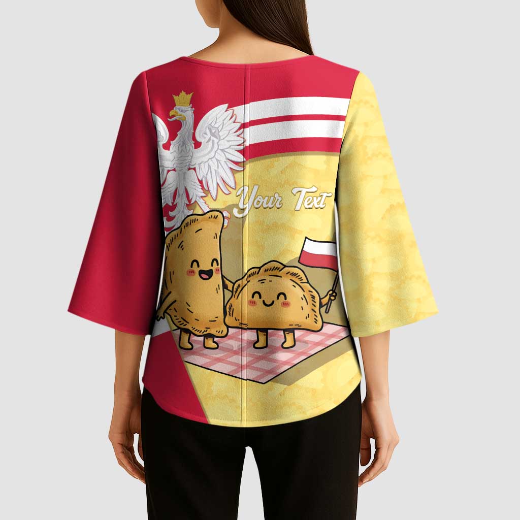 Personalised Poland Pierogi Kimono Sleeve Blouse Polish Dumplings With Coat Of Arms