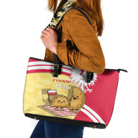 Poland Pierogi Leather Tote Bag Polish Dumplings With Coat Of Arms