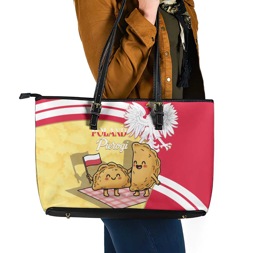 Poland Pierogi Leather Tote Bag Polish Dumplings With Coat Of Arms