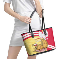 Poland Pierogi Leather Tote Bag Polish Dumplings With Coat Of Arms