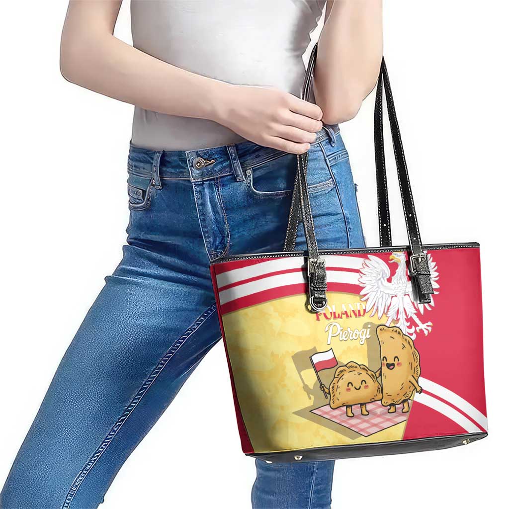 Poland Pierogi Leather Tote Bag Polish Dumplings With Coat Of Arms
