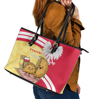 Poland Pierogi Leather Tote Bag Polish Dumplings With Coat Of Arms