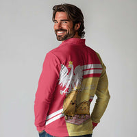 Personalised Poland Pierogi Long Sleeve Polo Shirt Polish Dumplings With Coat Of Arms