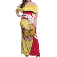 Personalised Poland Pierogi Off Shoulder Maxi Dress Polish Dumplings With Coat Of Arms