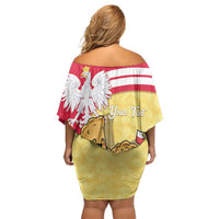 Personalised Poland Pierogi Off Shoulder Short Dress Polish Dumplings With Coat Of Arms
