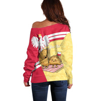 Personalised Poland Pierogi Off Shoulder Sweater Polish Dumplings With Coat Of Arms
