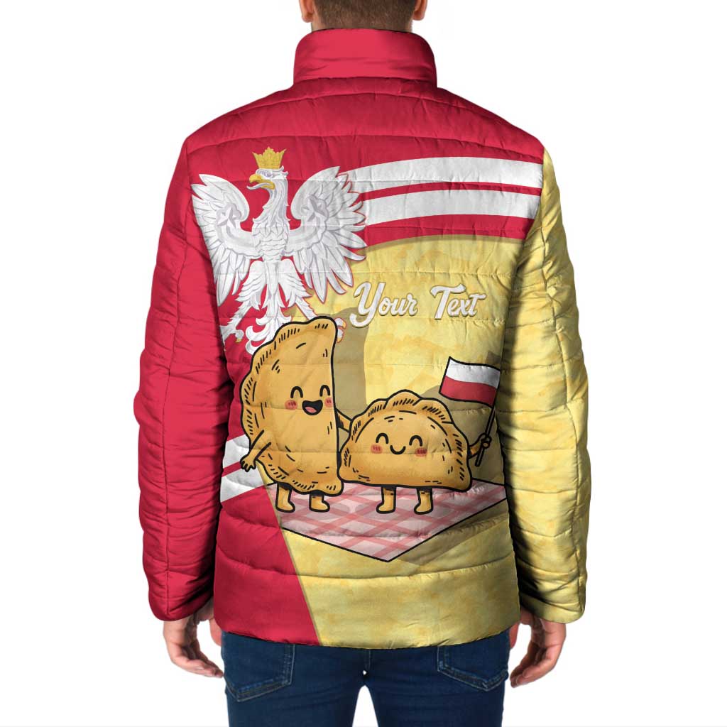 Personalised Poland Pierogi Padded Jacket Polish Dumplings With Coat Of Arms