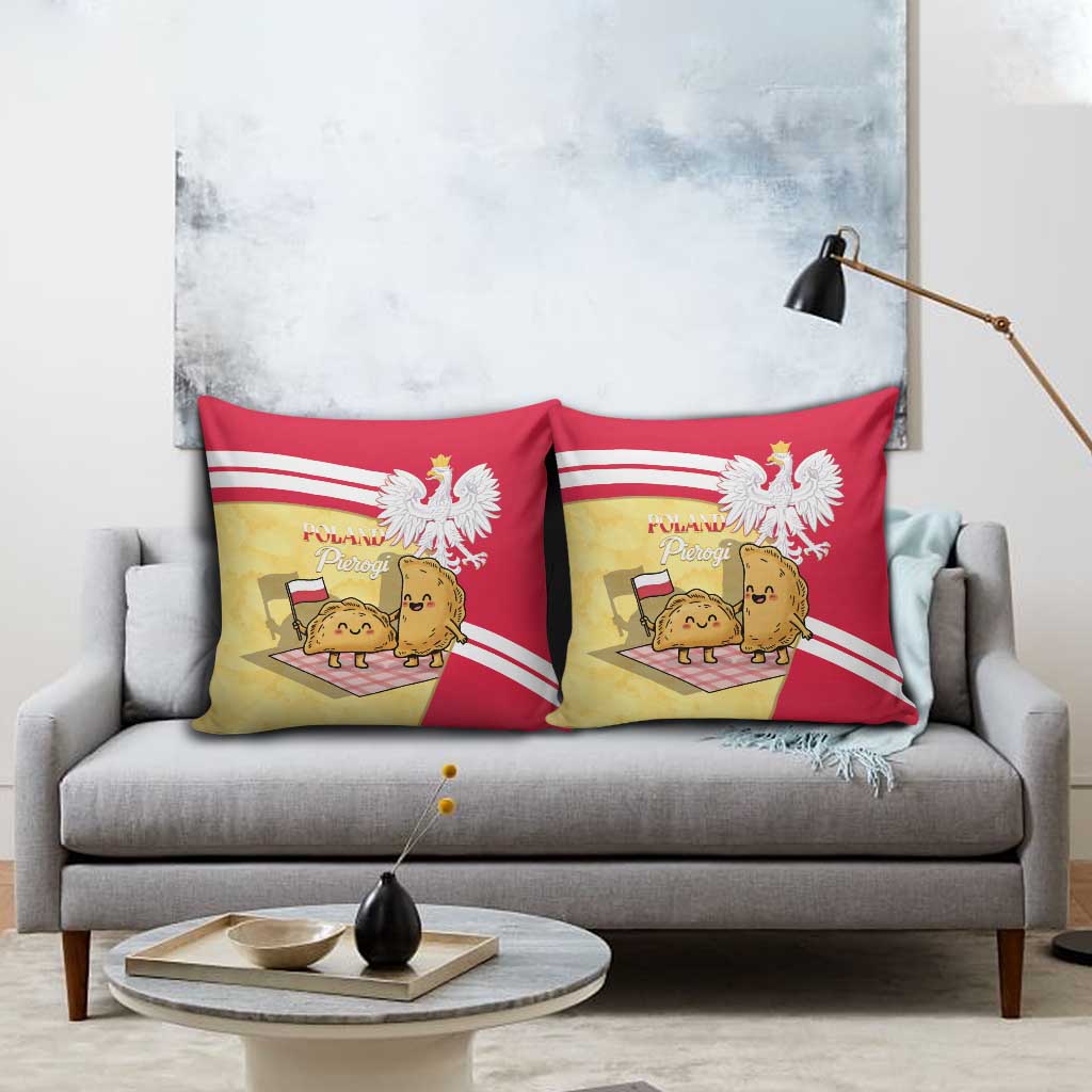 Poland Pierogi Pillow Cover Polish Dumplings With Coat Of Arms