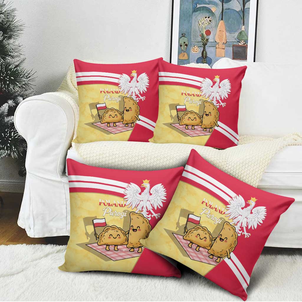 Poland Pierogi Pillow Cover Polish Dumplings With Coat Of Arms