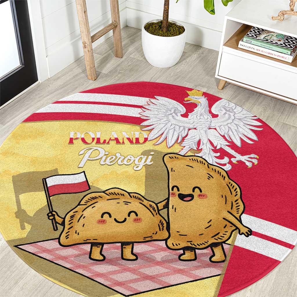 Poland Pierogi Round Carpet Polish Dumplings With Coat Of Arms