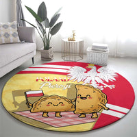 Poland Pierogi Round Carpet Polish Dumplings With Coat Of Arms