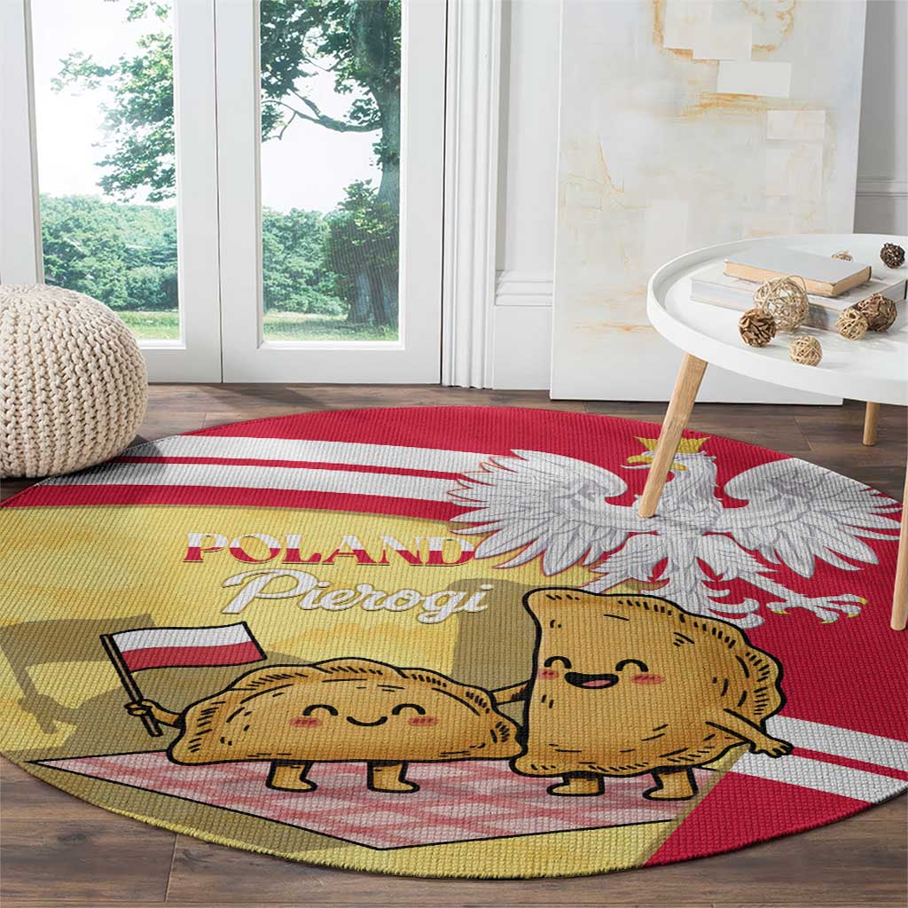 Poland Pierogi Round Carpet Polish Dumplings With Coat Of Arms