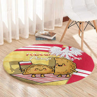Poland Pierogi Round Carpet Polish Dumplings With Coat Of Arms