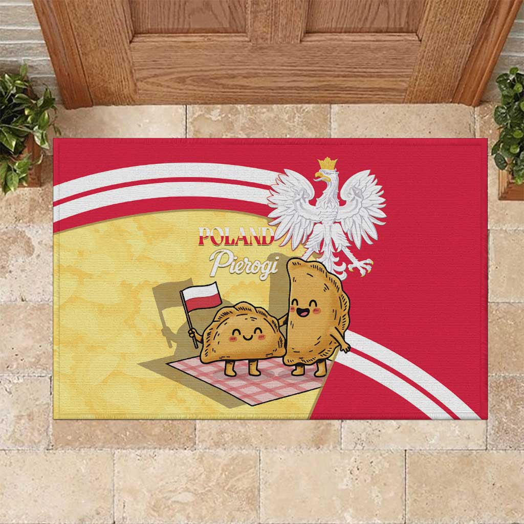 Poland Pierogi Rubber Doormat Polish Dumplings With Coat Of Arms