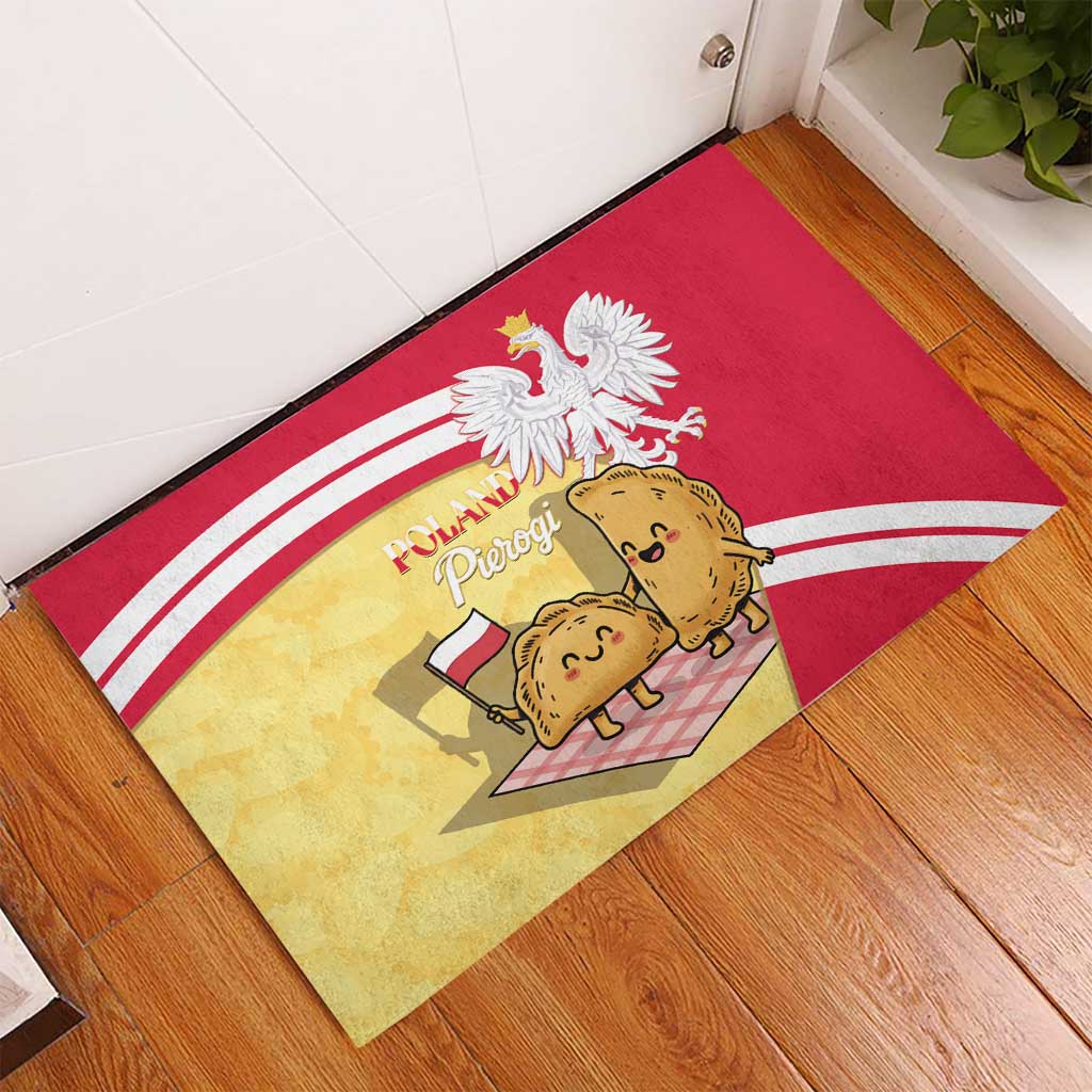 Poland Pierogi Rubber Doormat Polish Dumplings With Coat Of Arms