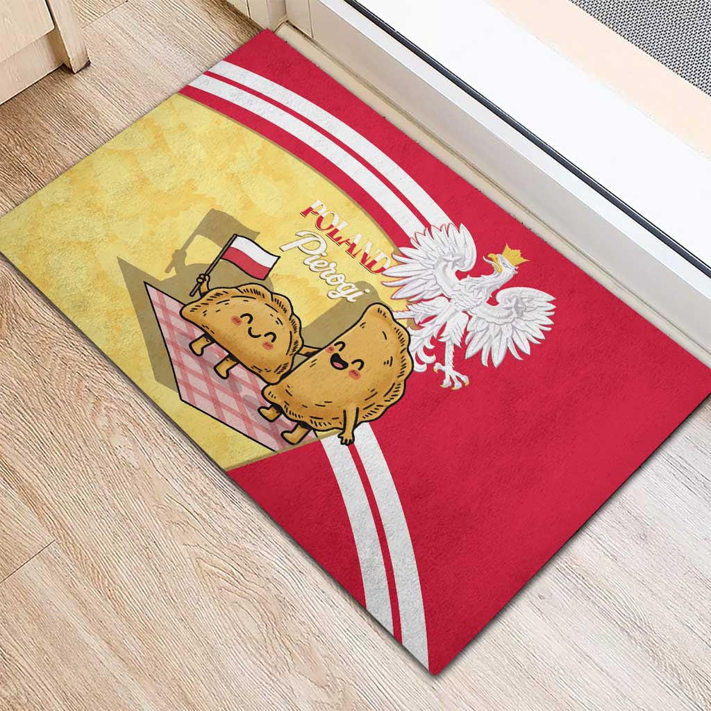 Poland Pierogi Rubber Doormat Polish Dumplings With Coat Of Arms