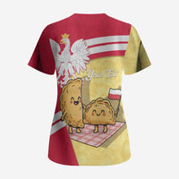 Personalised Poland Pierogi Scrub Top Polish Dumplings With Coat Of Arms