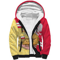 Personalised Poland Pierogi Sherpa Hoodie Polish Dumplings With Coat Of Arms