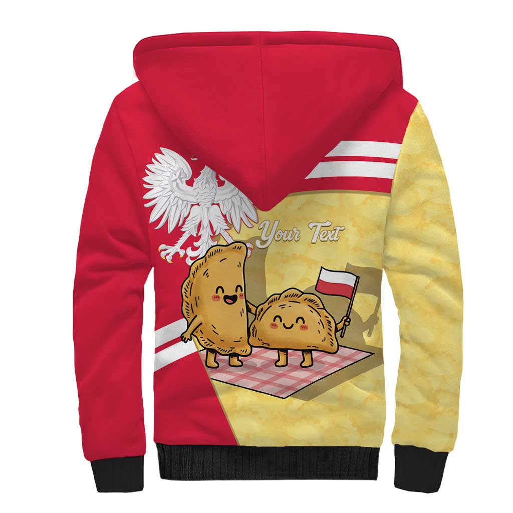 Personalised Poland Pierogi Sherpa Hoodie Polish Dumplings With Coat Of Arms