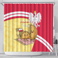 Poland Pierogi Shower Curtain Polish Dumplings With Coat Of Arms