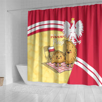 Poland Pierogi Shower Curtain Polish Dumplings With Coat Of Arms