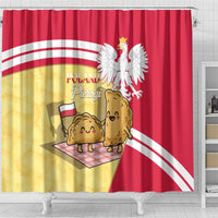 Poland Pierogi Shower Curtain Polish Dumplings With Coat Of Arms