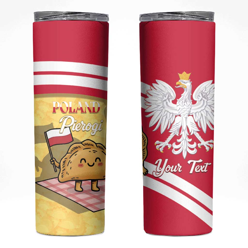 Personalised Poland Pierogi Skinny Tumbler Polish Dumplings With Coat Of Arms